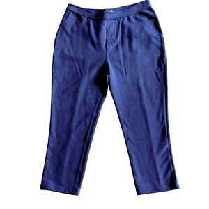 Susan Graver Weekend QVC navy soft knit seamed cropped pants size Small